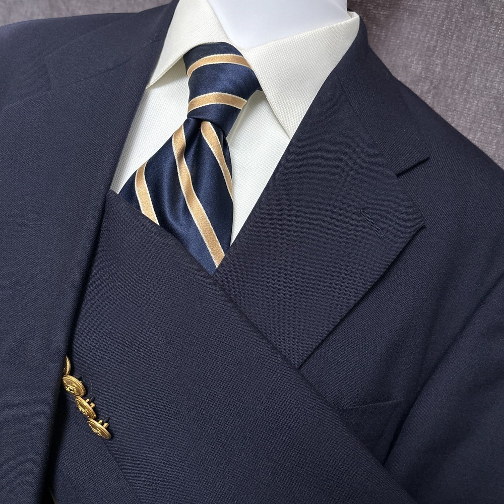 Vintage Chaps Ralph Lauren Blazer 43 T Blue Gold Wool Jacket Classic Canada 44L